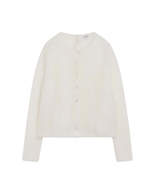 Loewe Truien & Vesten ,Wit ,Mohair Blend Cardigan in het White