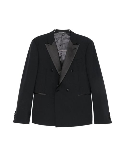Emporio Armani Black Double Breasted Suits for men