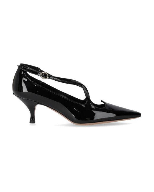 A. BOCCA Schoenen ,Zwart ,Leer Hartvormige Opening Lakleren Pump in het Black