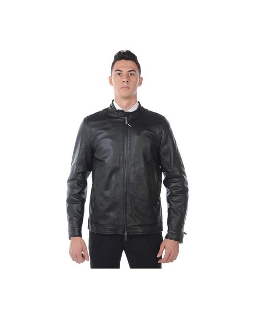 Daniele Alessandrini Stijlvol Leren Jas Mistral in het Black voor heren