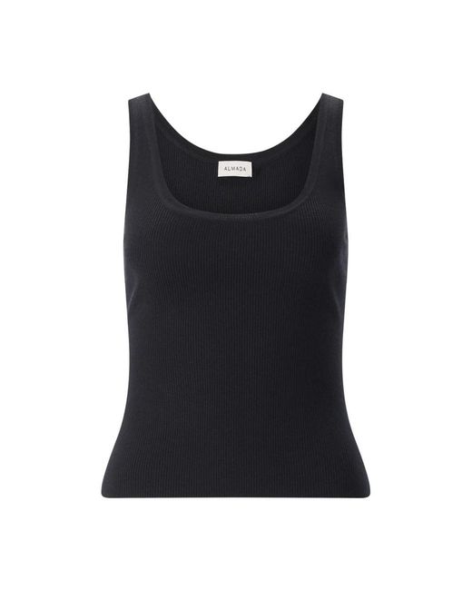 Almala Geribbelde Top in het Black
