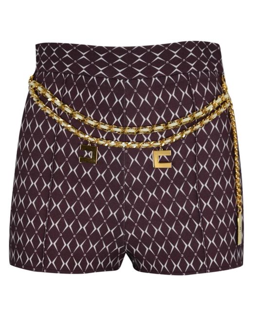Elisabetta Franchi Purple High-waist stretch-crepe-shorts mit schmaler passform