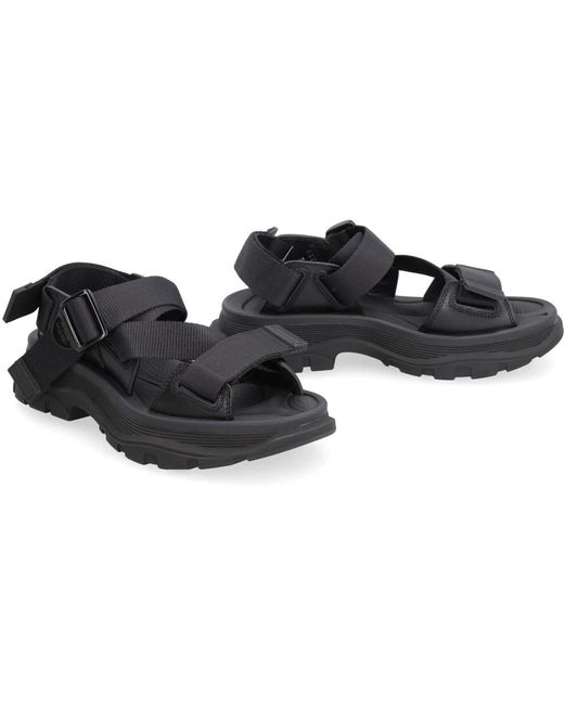 McQueen Black Flat Sandals