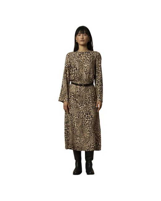Kocca Kleedjes ,Bruin ,Elegante Patroon Lange Jurk in het Metallic