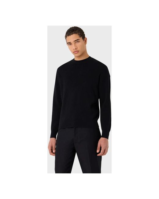 Emporio Armani Black Round-Neck Knitwear for men