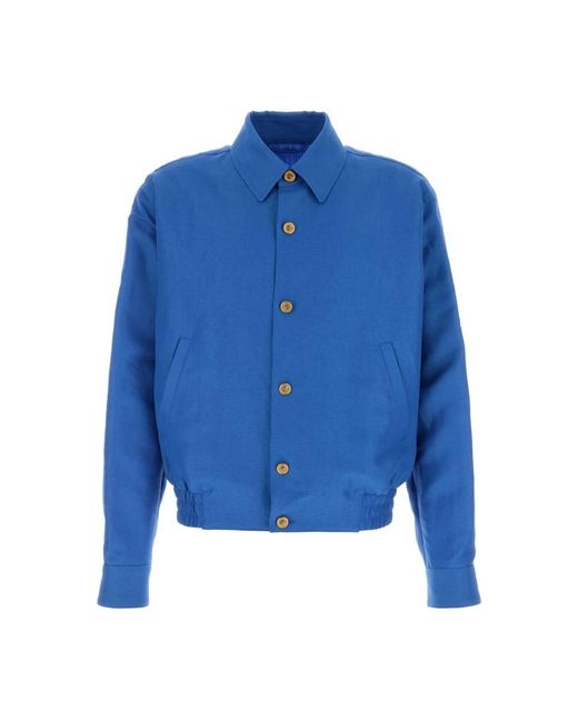 Versace Bomberjack Van Wol En Linnen in het Blue voor heren