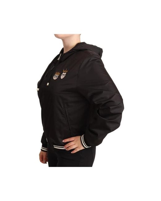 Dolce & Gabbana Mantel Dolce Gabbana Jas Met Capuchon King En Queen Patch in het Black