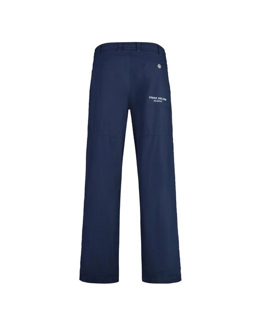 Stone Island Blue Straight Trousers for men