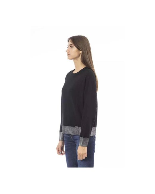 Baldinini Black Schwarzer wollpullover mit rundhalsausschnitt