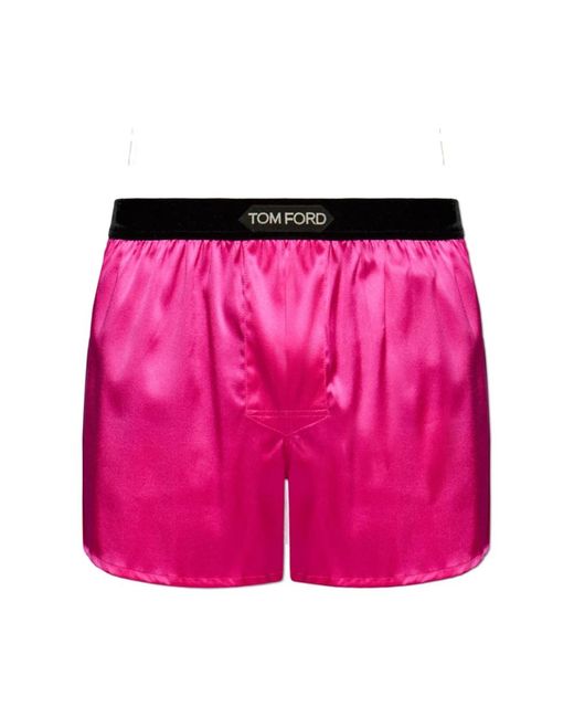 Tom Ford Ondergoed ,Roze ,Satijn Boxershorts Met Logo in het Pink voor heren