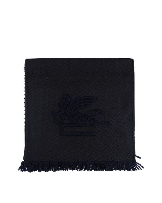 Etro Accessoires ,Blauw ,Leer Sjaal Met Logo in het Blue