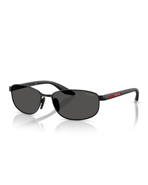 Prada Zonnebril Psb53 S 1 Ab08 Z Red Line Zwart/donkergrijs Heren in het Brown