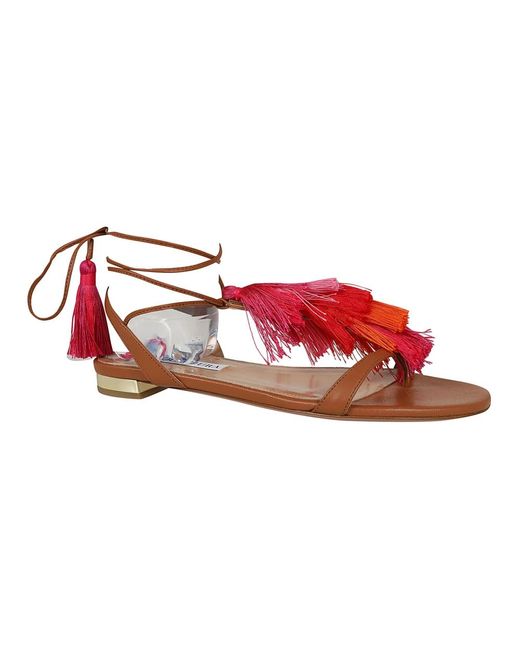 Aquazzura Red Fransen sandalen für den sommer