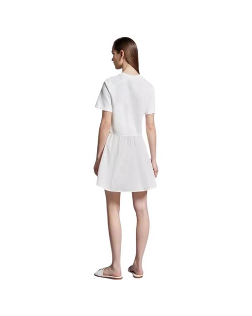 Moncler Kleedjes ,Katoen Jersey Jurk Met Logo Detail in het White