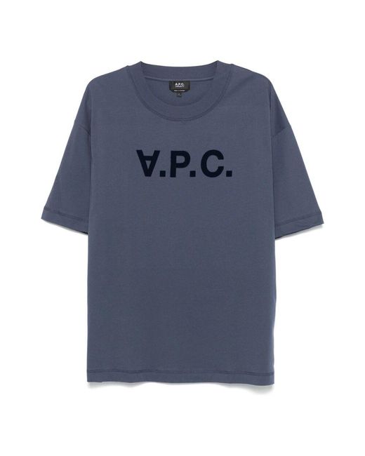 A.P.C. Baumwoll-t-shirt mit designercodes in Blue für Herren