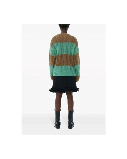 Ganni Aqua green cable-knit jumper