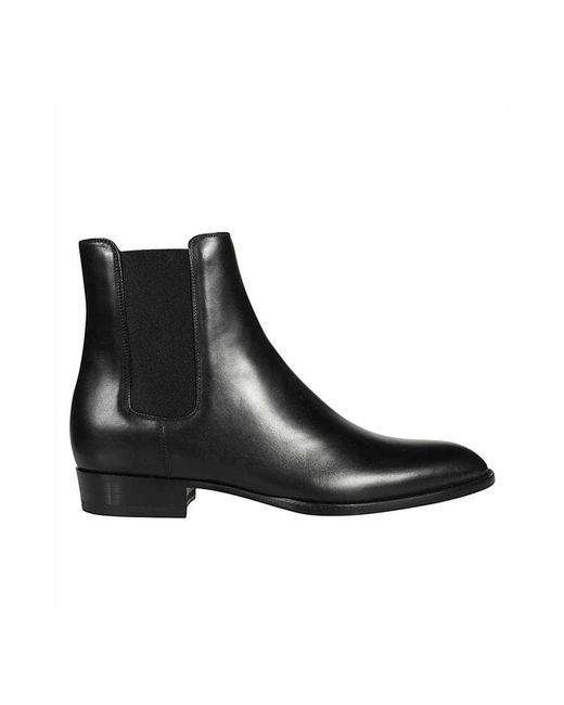 Saint Laurent Black Chelsea Leather Boots for men