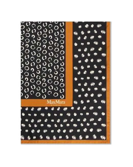 Max Mara Black Silk Scarves