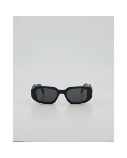 Prada Black Rechteckige sonnenbrille in schwarz