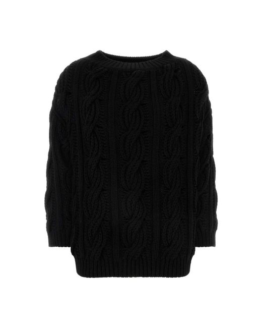 Valentino Garavani Black Round-Neck Knitwear