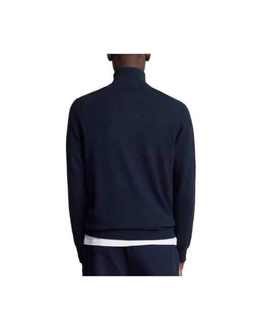Lyle & Scott Truien & Vesten ,Blauw ,Katoen Cotton Merino 1/4 Zip Jumper in het Blue voor heren