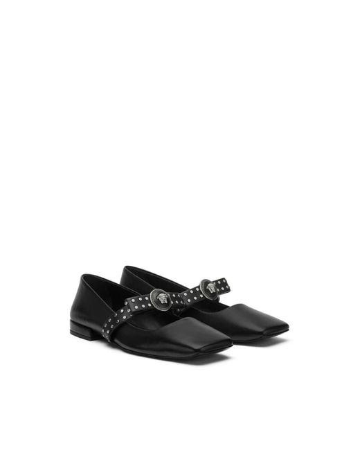 Versace Black Ballerina Shoes