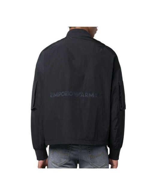 Emporio Armani Blaue logo blouson jacke mit reißverschluss in Blue für Herren