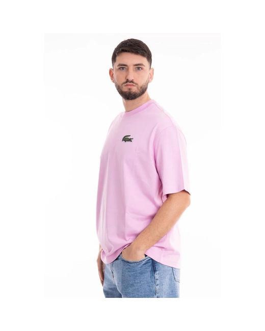 Lacoste Locker geschnittenes krokodil t-shirt in Pink für Herren
