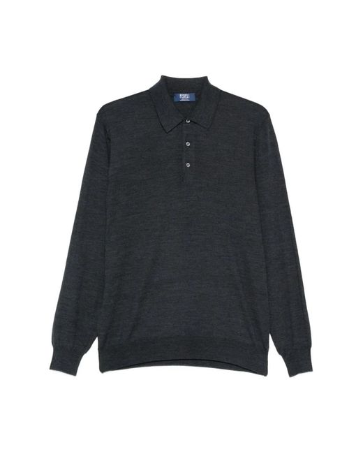 Fedeli Wollen Poloshirt in het Blue voor heren