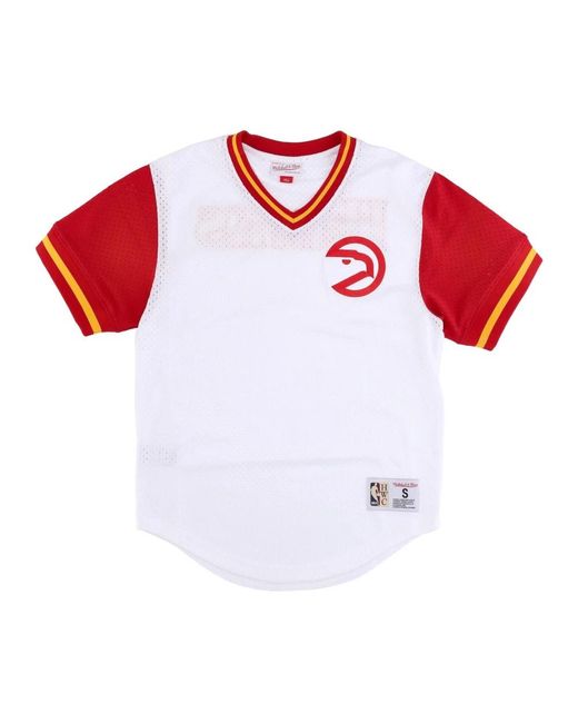 Mitchell & Ness Fitness ,Veelkleurig ,Polyester Atlanta Hawks Mesh V-Hals Jersey in het Red voor heren