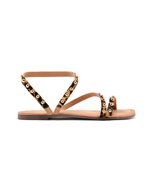 Gioseppo Brown Studded Low Sandal