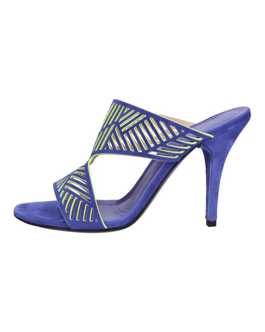 Fabi Blue Heeled Mules