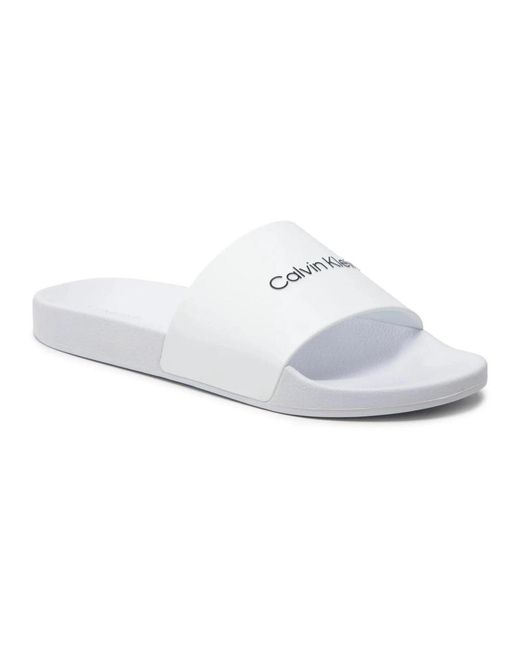 Calvin Klein White Sliders for men
