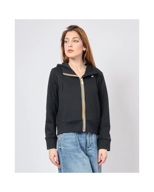 K-Way Zwarte Cropped Sweater Met Halve Rits in het Blue