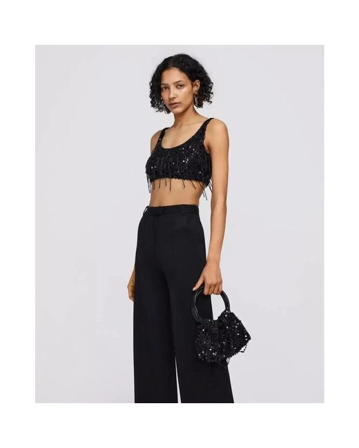 Jonathan Simkhai Jalen Cropped Sequin Top in het Black