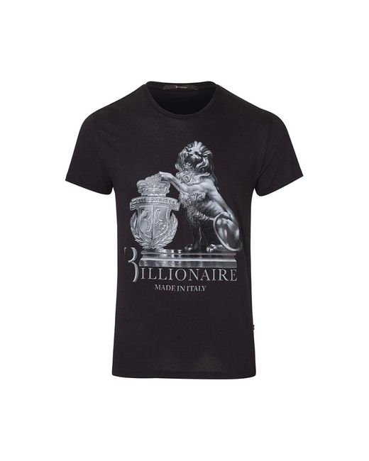 T-shirt in cotone nero con logo di Billionaire in Black da Uomo
