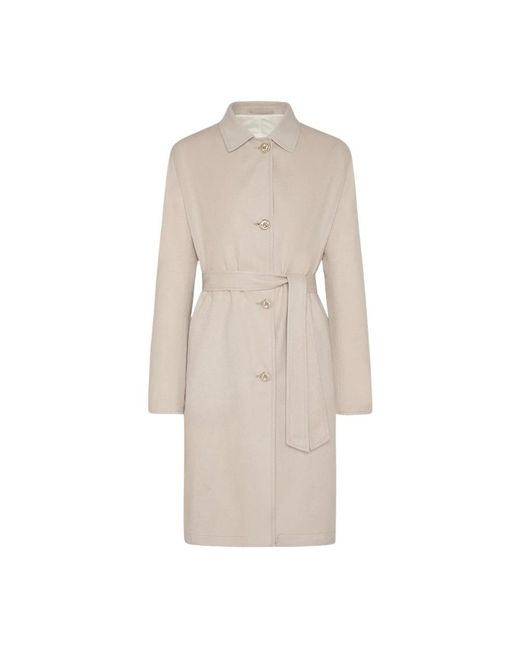 Kiton Jassen ,Leer Cashmere Topcoat Met Parelmoeren Knopen in het Natural