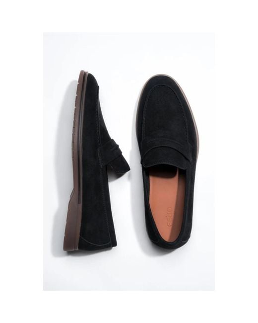 ESTRO Black Loafers for men