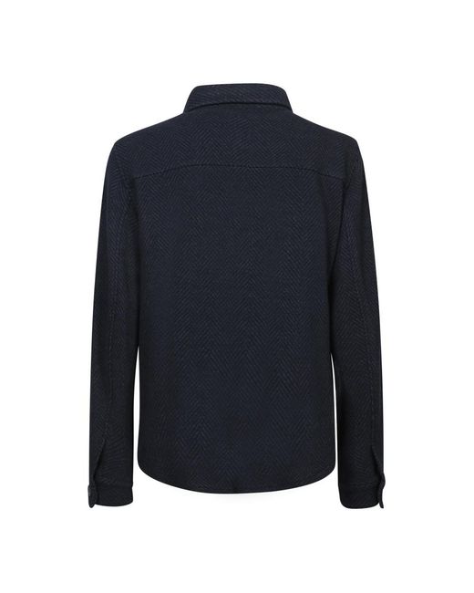 Herno Wool Herringbone Overshirt in het Blue voor heren