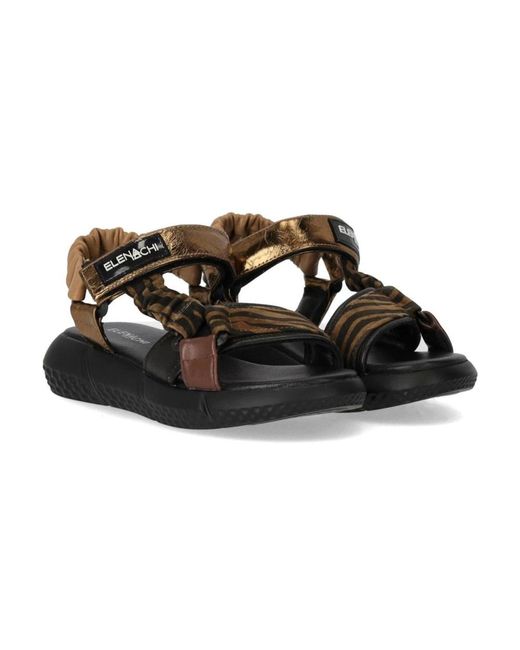 Elena Iachi Brown Flat Sandals