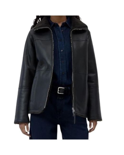 Closed Imitatie Shearling Jas in het Blue