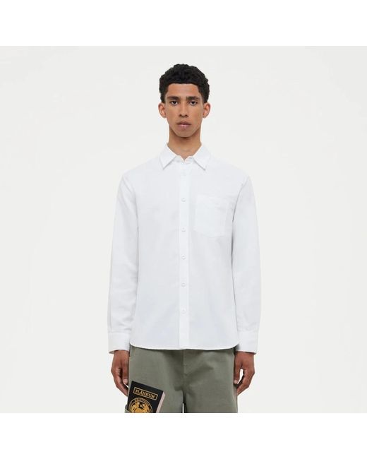 flâneur Overhemden ,Wit ,Katoen Witte Katoenen Poplin Regular Shirt in het White voor heren