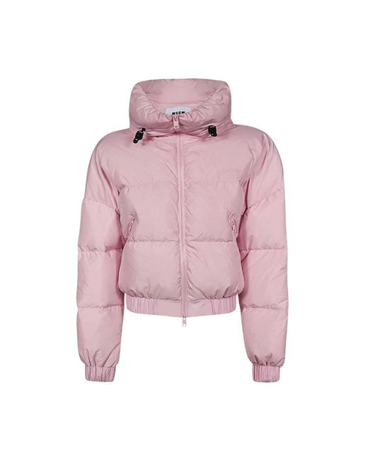 MSGM Jassen ,Roze ,Polyester Gewatteerde Donsjas Met Volledige Rits in het Pink