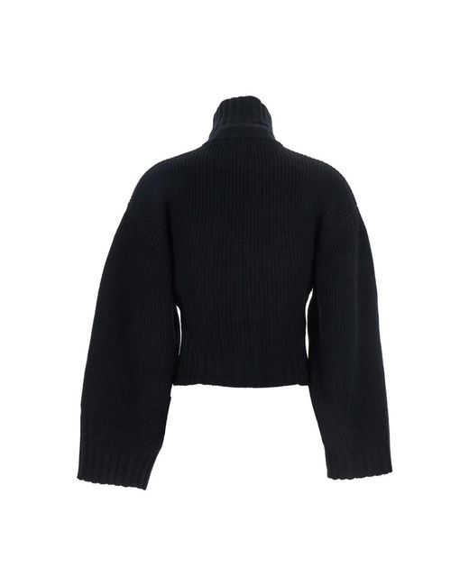 The Attico Zwarte Geribbelde Wol Kasjmier Vest in het Black