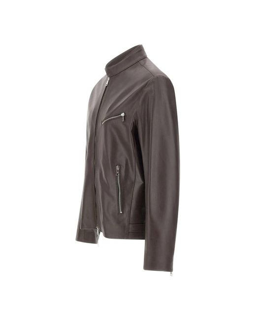 Tagliatore Gray Leather Jackets for men