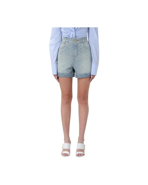 Denim Shorts Balmain de color Blue