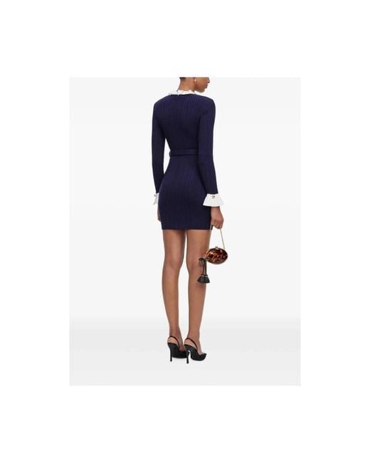 Self-Portrait Blue Knitted Dresses