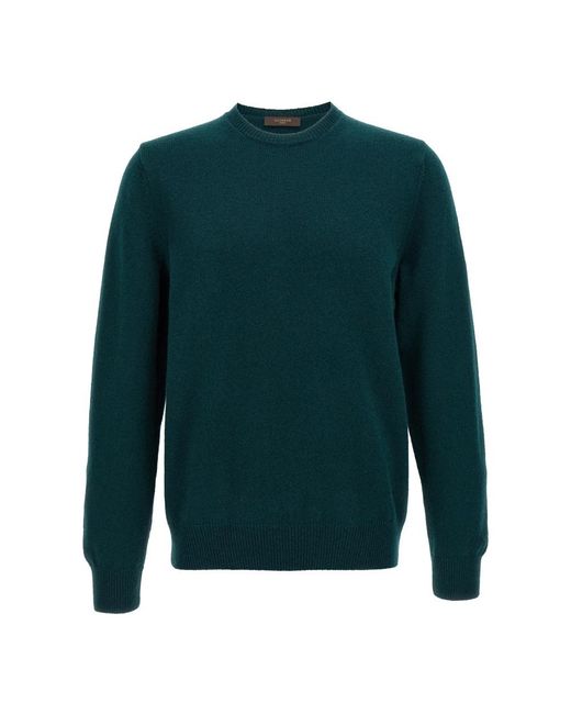 Zanone Green Round-Neck Knitwear for men