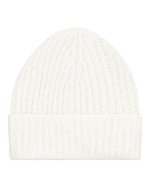 Malo Accessoires ,Wit ,Kasjmier Kasjmier Ribgebreide Beanie Muts in het White voor heren
