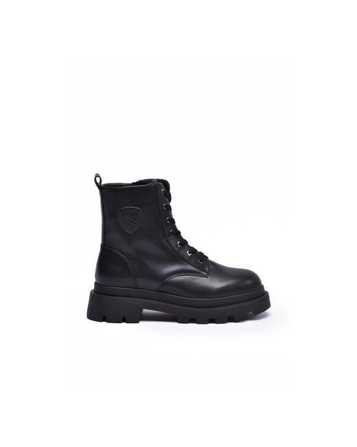 Blauer Blue Biker Schnürstiefel
